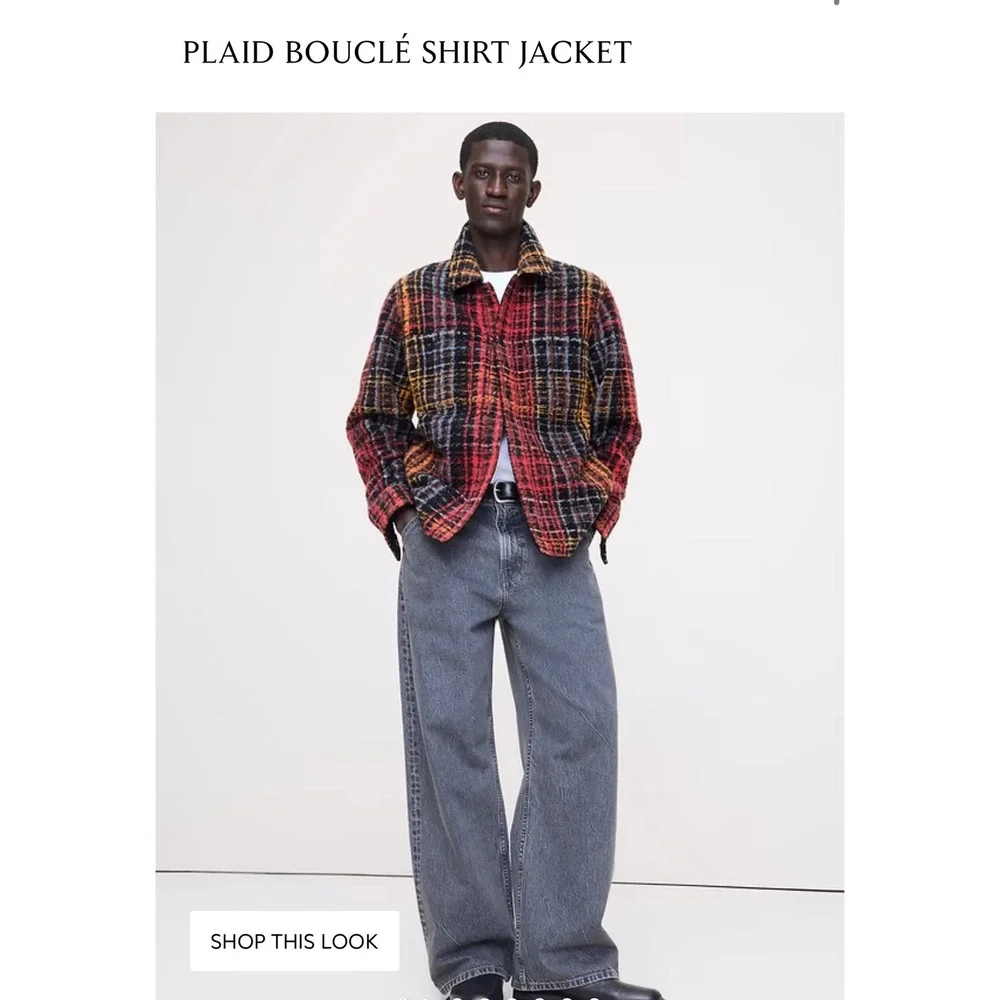 Banana Republic Plaid Bouclé Shirt Jacket Mens S Red Wool Blend NWT Shacket Cozy